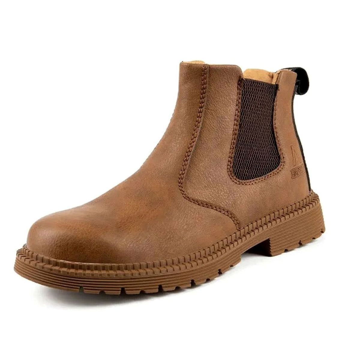 Men's Steel-Toe Chelsea Work Boots Leather Upper - Light Brown