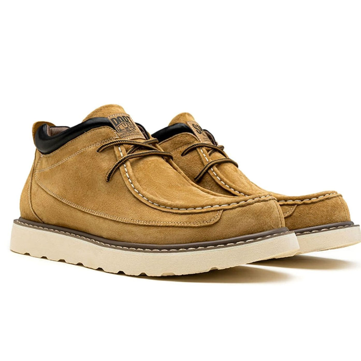 Men's Suede Moc Toe Wedge Boots Lace-Up