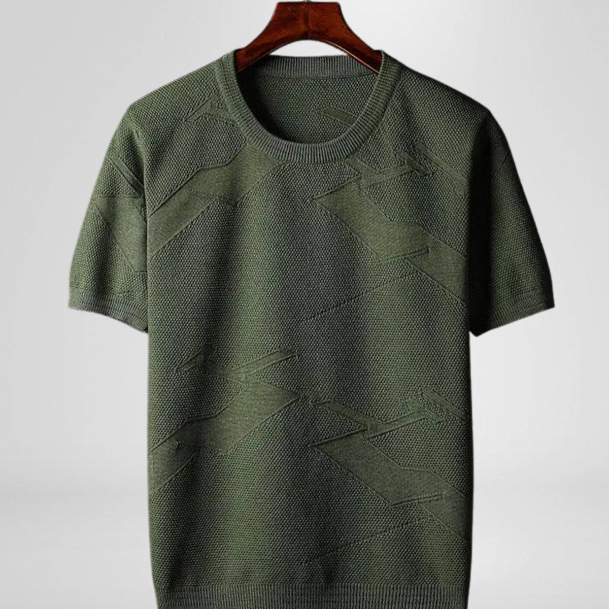 Men's Textured Knit Cotton Blend Crewneck Short-Sleeve Top - Forest Green