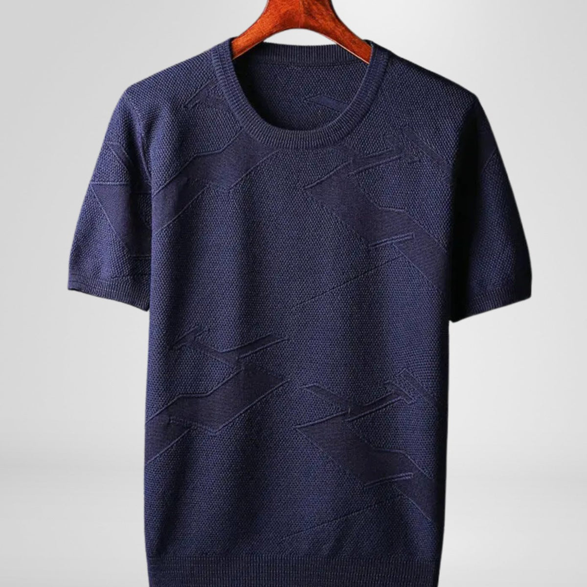 Men's Textured Knit Cotton Blend Crewneck Short-Sleeve Top - Navy