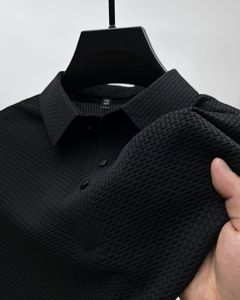Men's Textured Knit Polo Shirt Short Sleeve