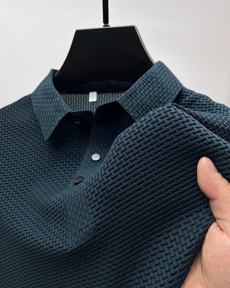 Men's Textured Knit Polo Shirt Short Sleeve