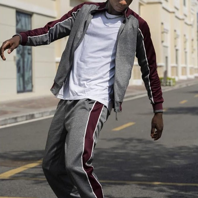 Men's Tracksuit Set Two Piece Zip Up Jacket Joggers - Gray