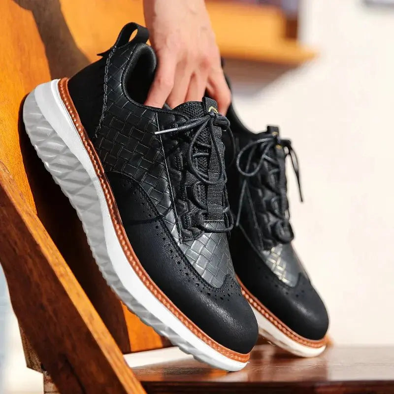 Men's Vegan Leather Trainers Orthopedic Comfort Breathable