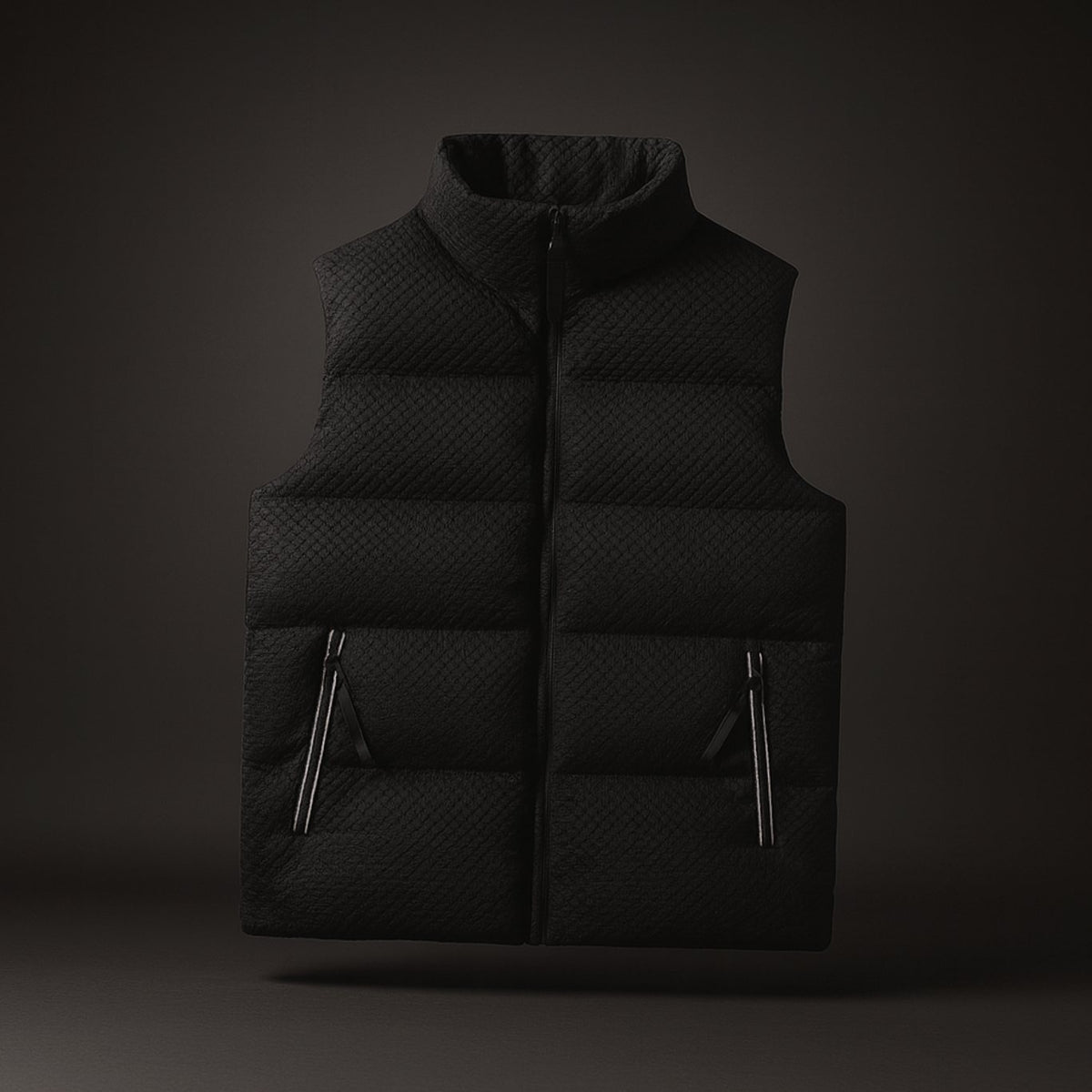 Men's Waterproof High-Neck Puffer Gilet Sleeveless Vest - Black