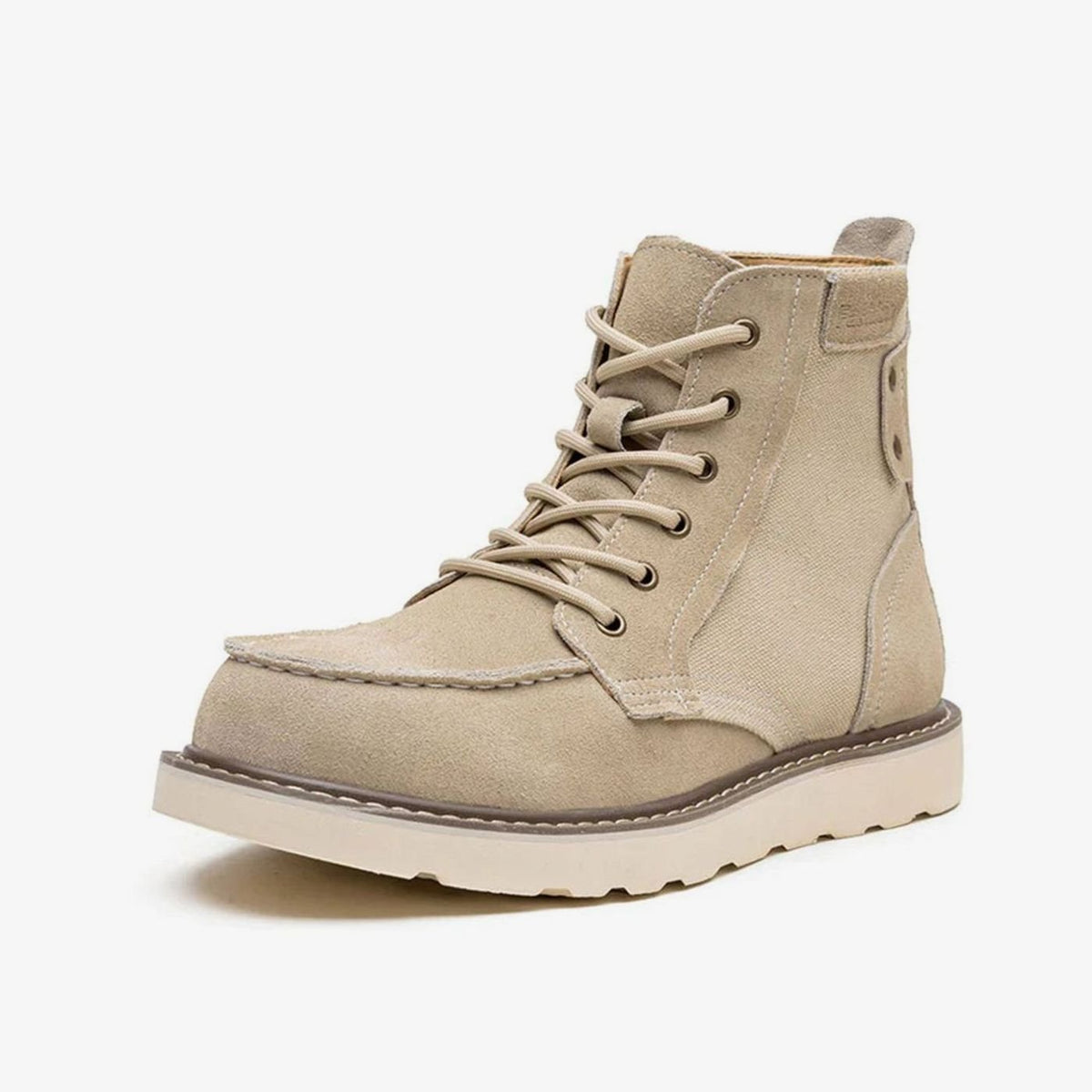 Men's Waterproof Moc Toe Leather Boots Chunky Platform Sole