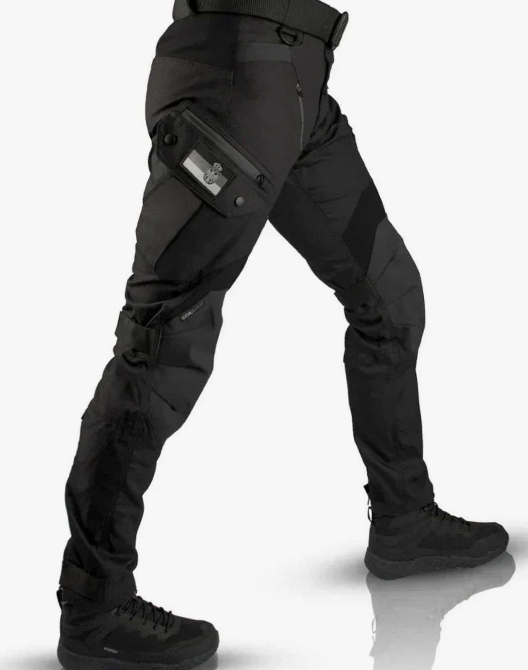 Men's Waterproof Tactical Cargo Trousers Multi-Pocket Reinforced - Black