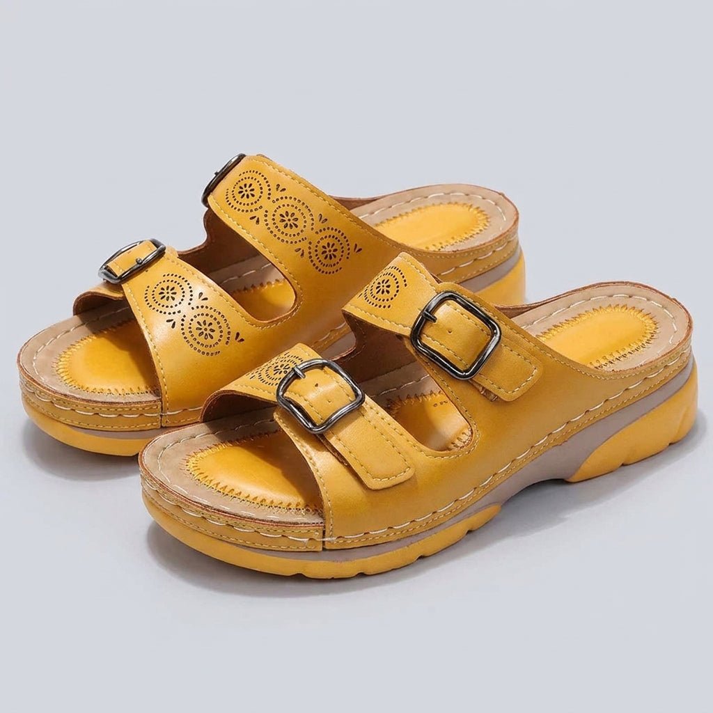 Orthopedic Buckle Platform Sandals Perforated Comfort