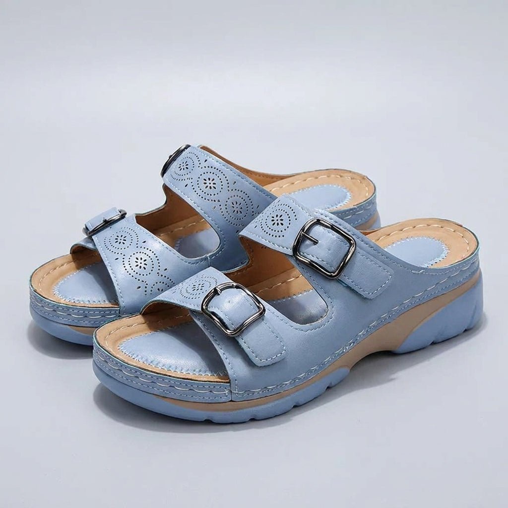 Orthopedic Buckle Platform Sandals Perforated Comfort