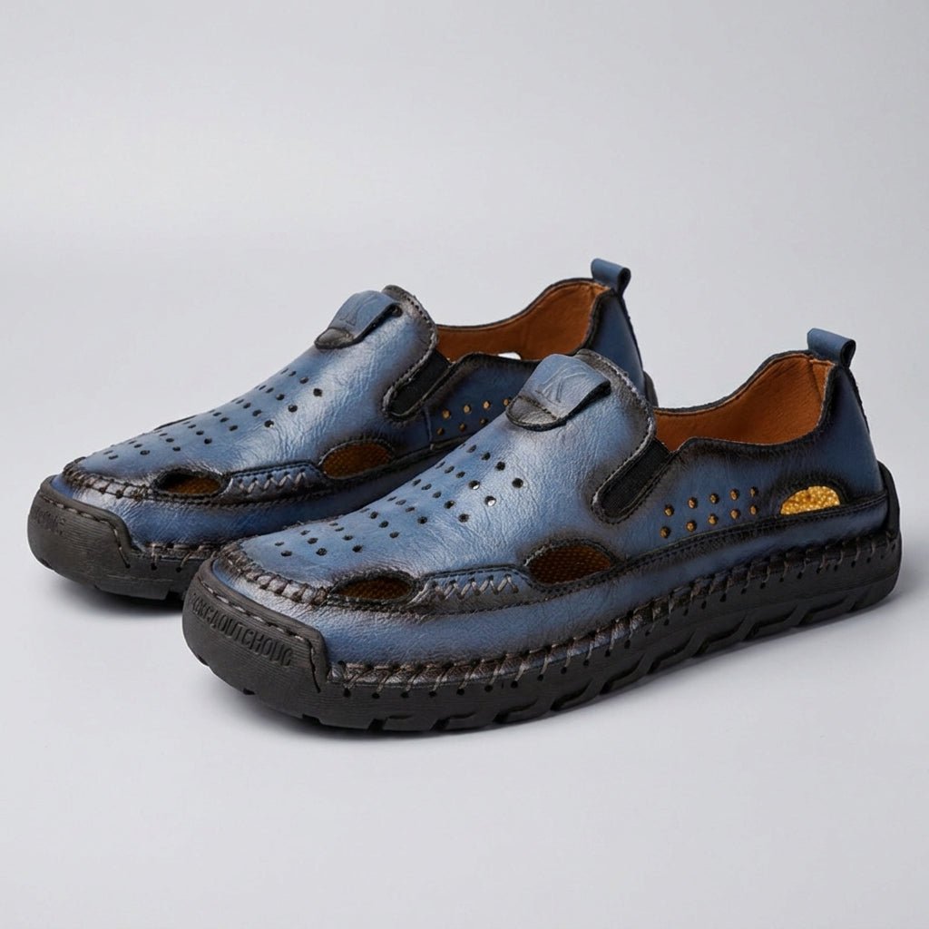 Orthopedic Closed-Toe Sandals Men's Hand-Stitched Perforated