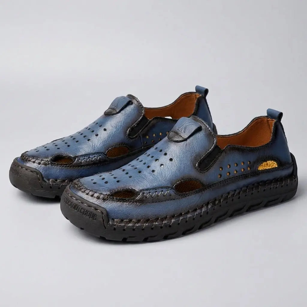Orthopedic Closed-Toe Sandals Men's Hand-Stitched Perforated