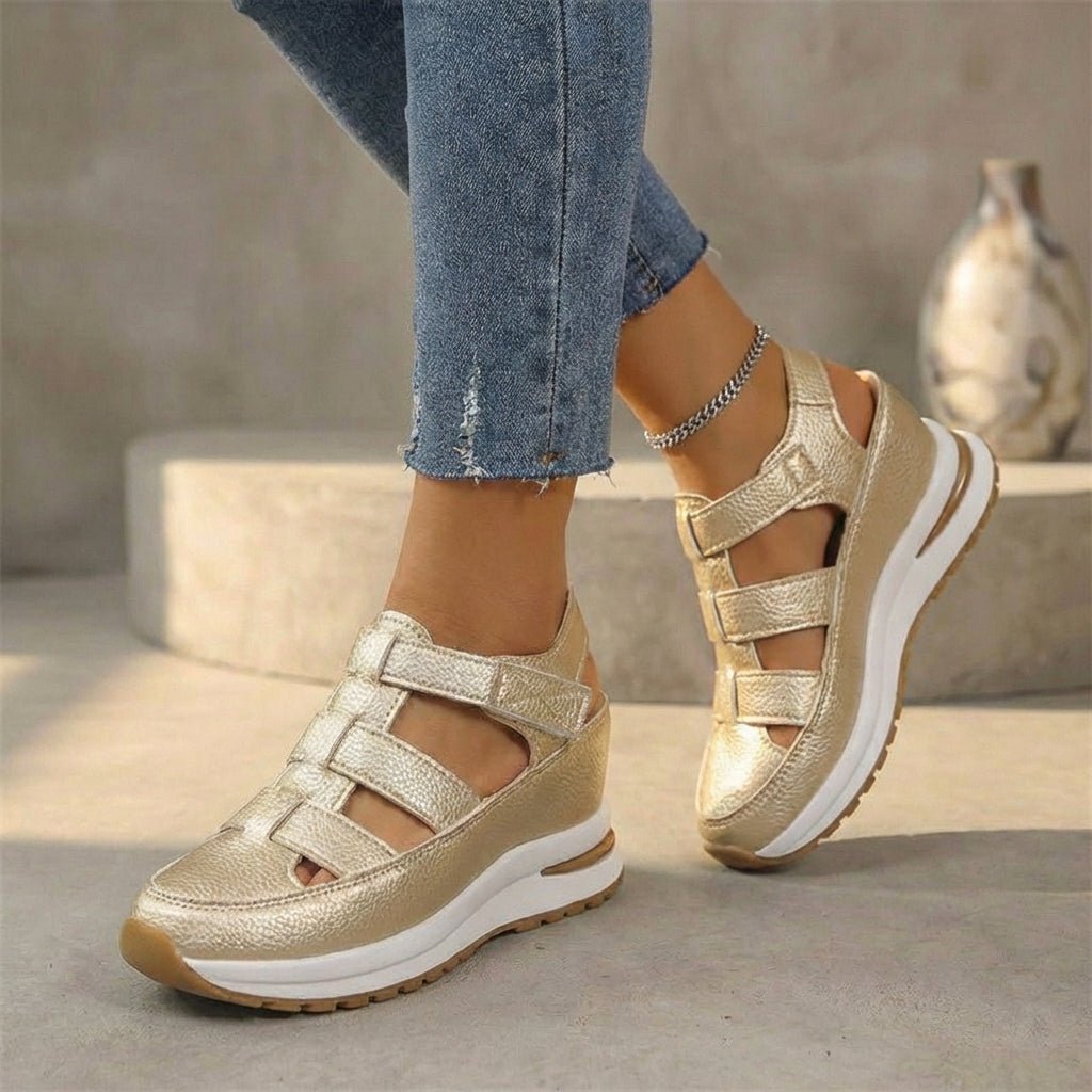Orthopedic Platform Trainers Cutout Closed-Toe - Gold