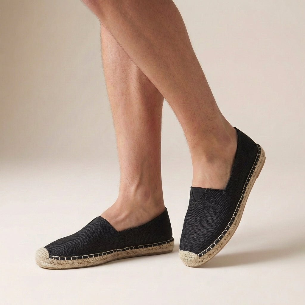Orthopedic Slip-On Espadrilles Jute Sole Support - Black