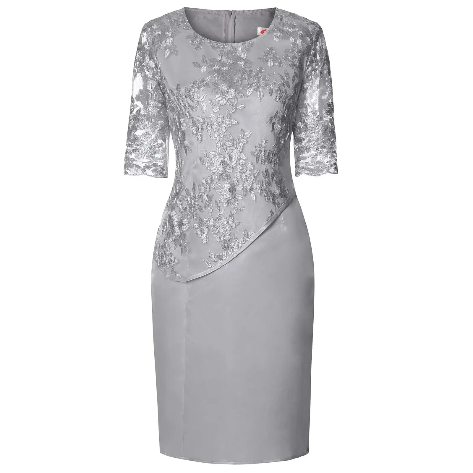 Plus Size Lace Midi Dress Embroidered Formal Occasion