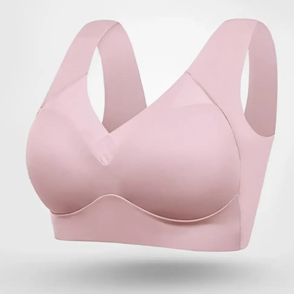 Plus Size V-Neck Moulded Cup Bra Pull-On Design - Pink