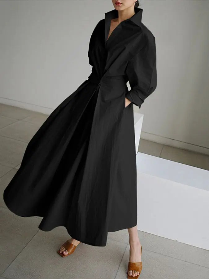 Shirt Dress Maxi Long Sleeve Wrap Belt