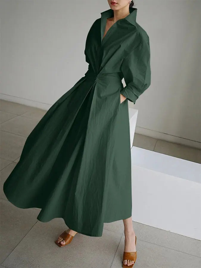 Shirt Dress Maxi Long Sleeve Wrap Belt