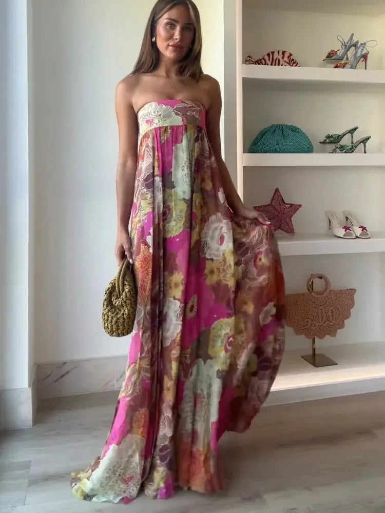 Strapless Maxi Dress Wedding Guest Floor Length