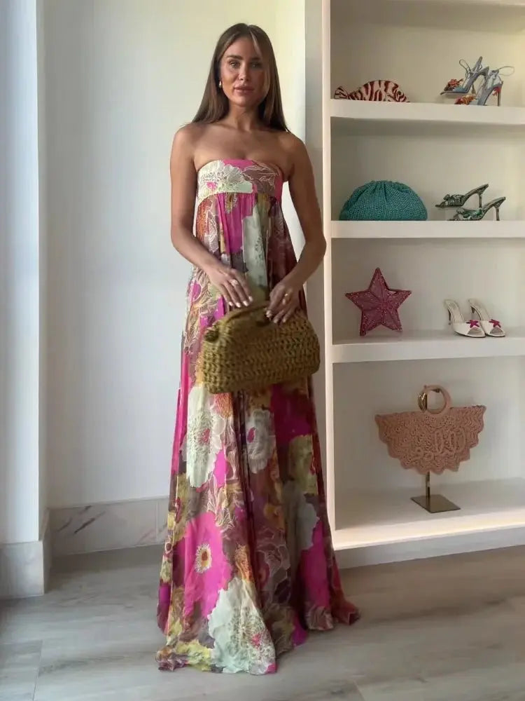 Strapless Maxi Dress Wedding Guest Floor Length
