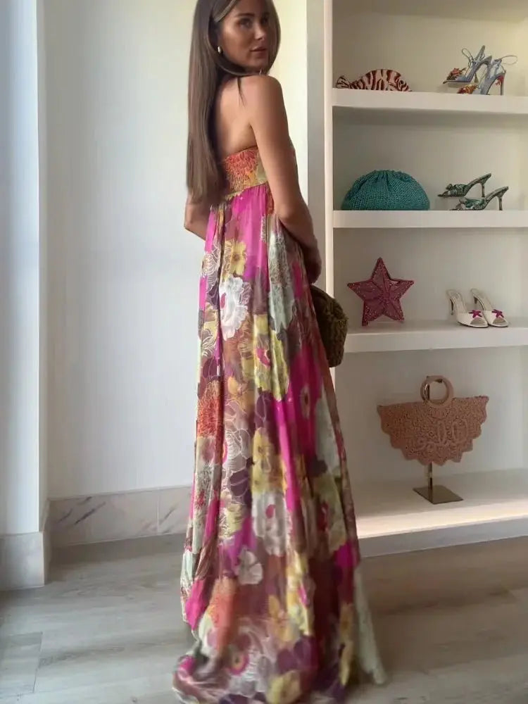 Strapless Maxi Dress Wedding Guest Floor Length