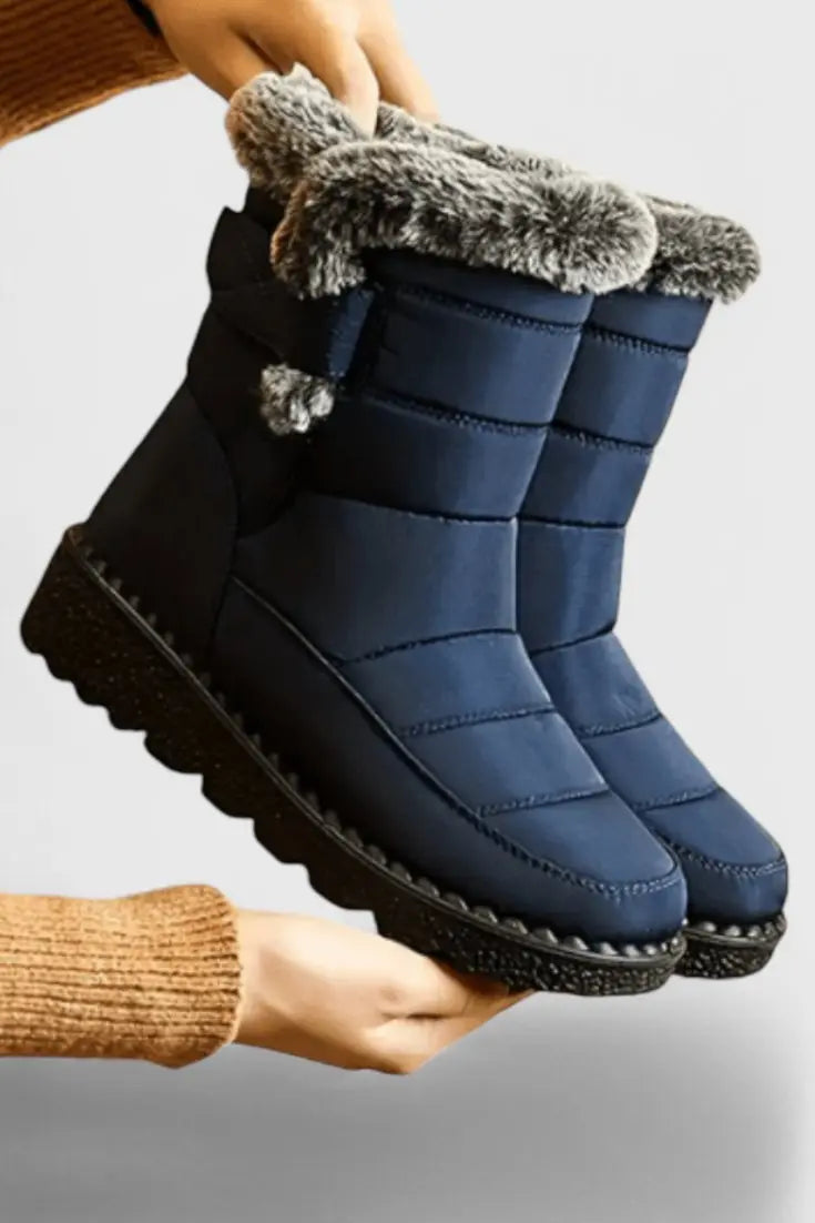 Waterproof Boots Mid-Calf Slip-Resistant Quilted Winter - Blue
