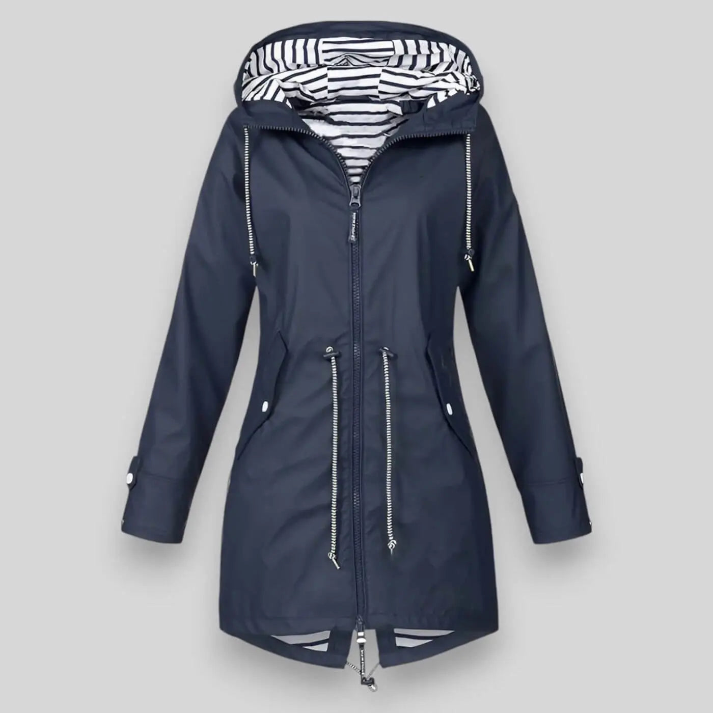 Waterproof Hooded Parka Adjustable Drawstring Breathable - Navy blue
