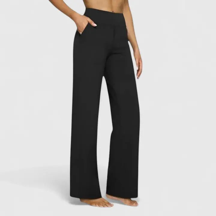 Wide Leg Trousers High Waist Straight Leg Relaxed Fit - Black