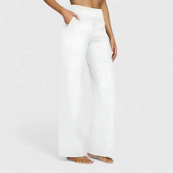 Wide Leg Trousers High Waist Straight Leg Relaxed Fit - White