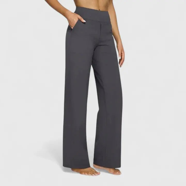 Wide Leg Trousers High Waist Straight Leg Relaxed Fit - Gray