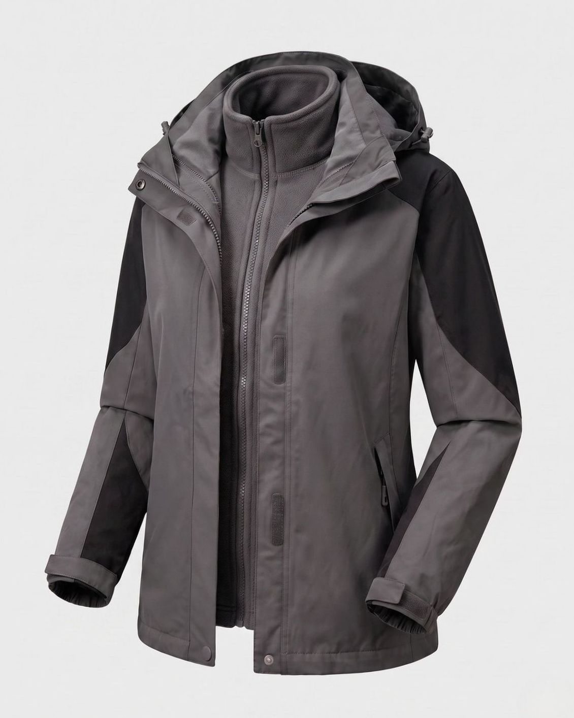 Women's 2-in-1 Hooded Softshell Fleece Outdoor Jacket, Pink - Men's Softshell Jacket Grey
