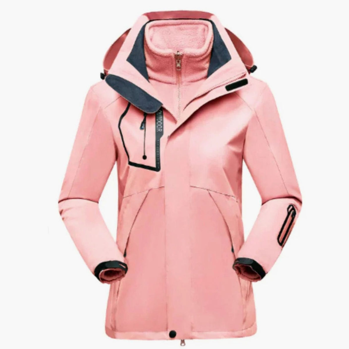 Women's 3-in-1 Waterproof Hooded Fleece-Lined Outdoor Parka - Pink
