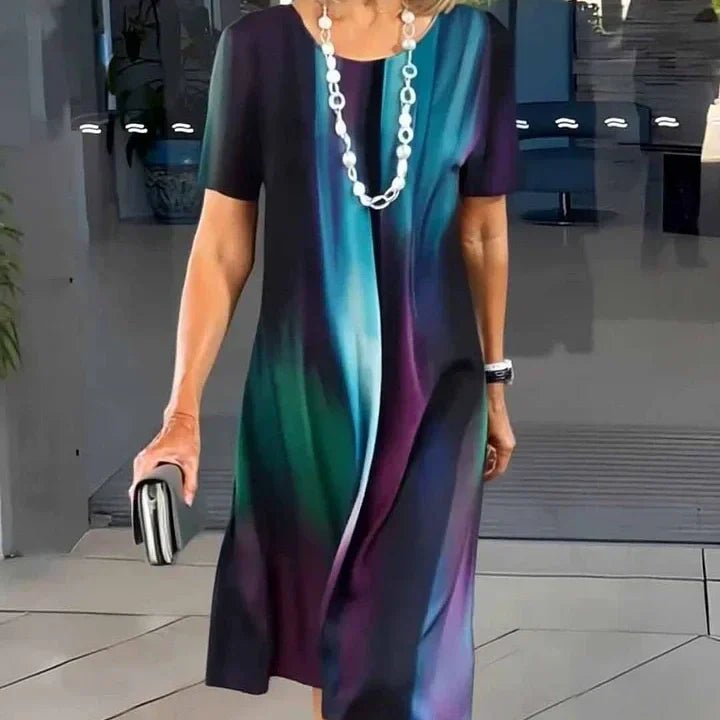 Women's A-Line Midi Dress Short Sleeve Printed