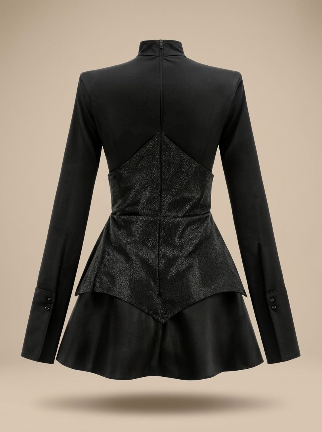 Women's Black Long-Sleeve Sequin Peplum Formal Mini Dress