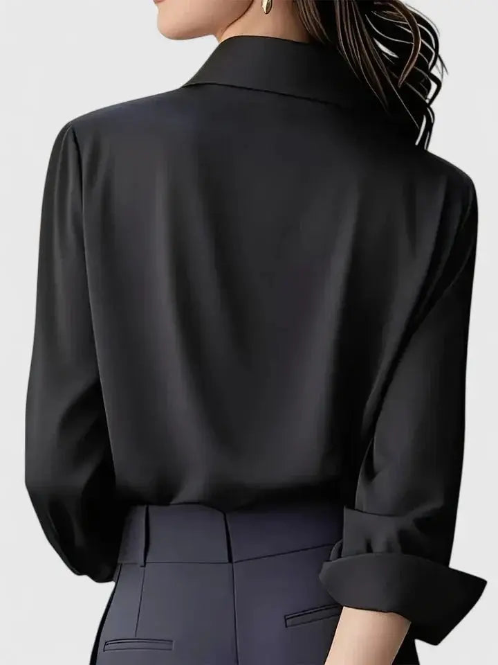 Women's Button Down Shirt Long Sleeve Curved Hem Classic