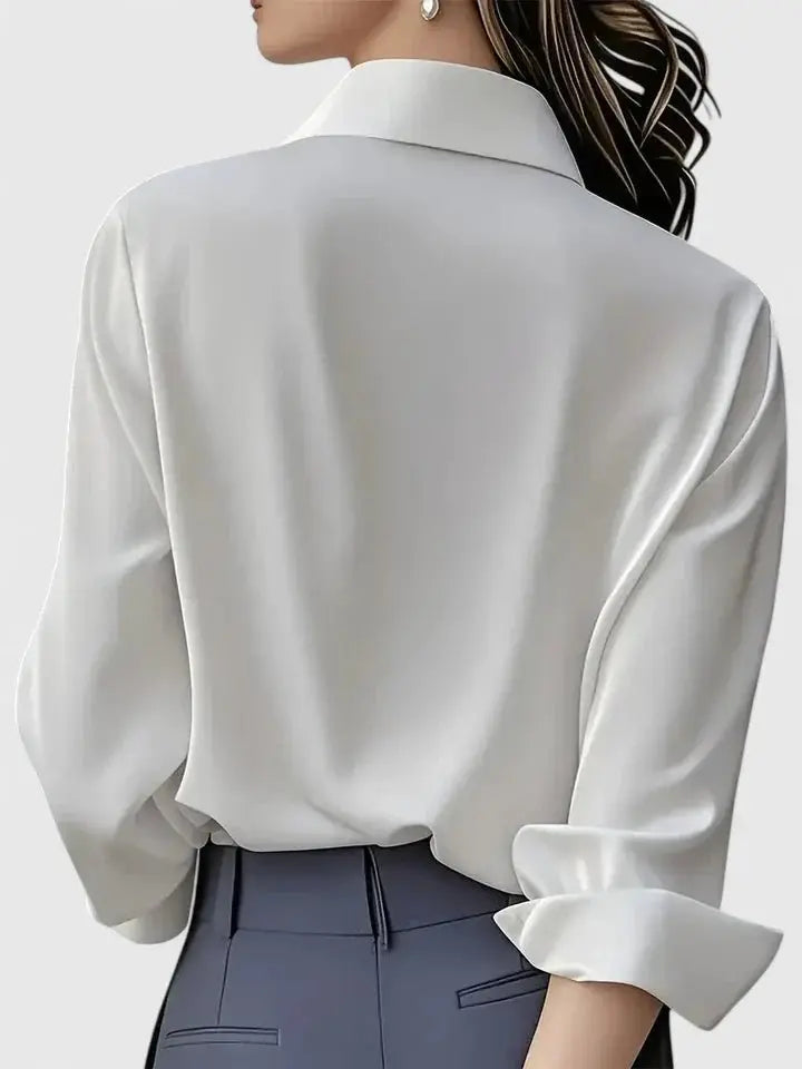 Women's Button Down Shirt Long Sleeve Curved Hem Classic