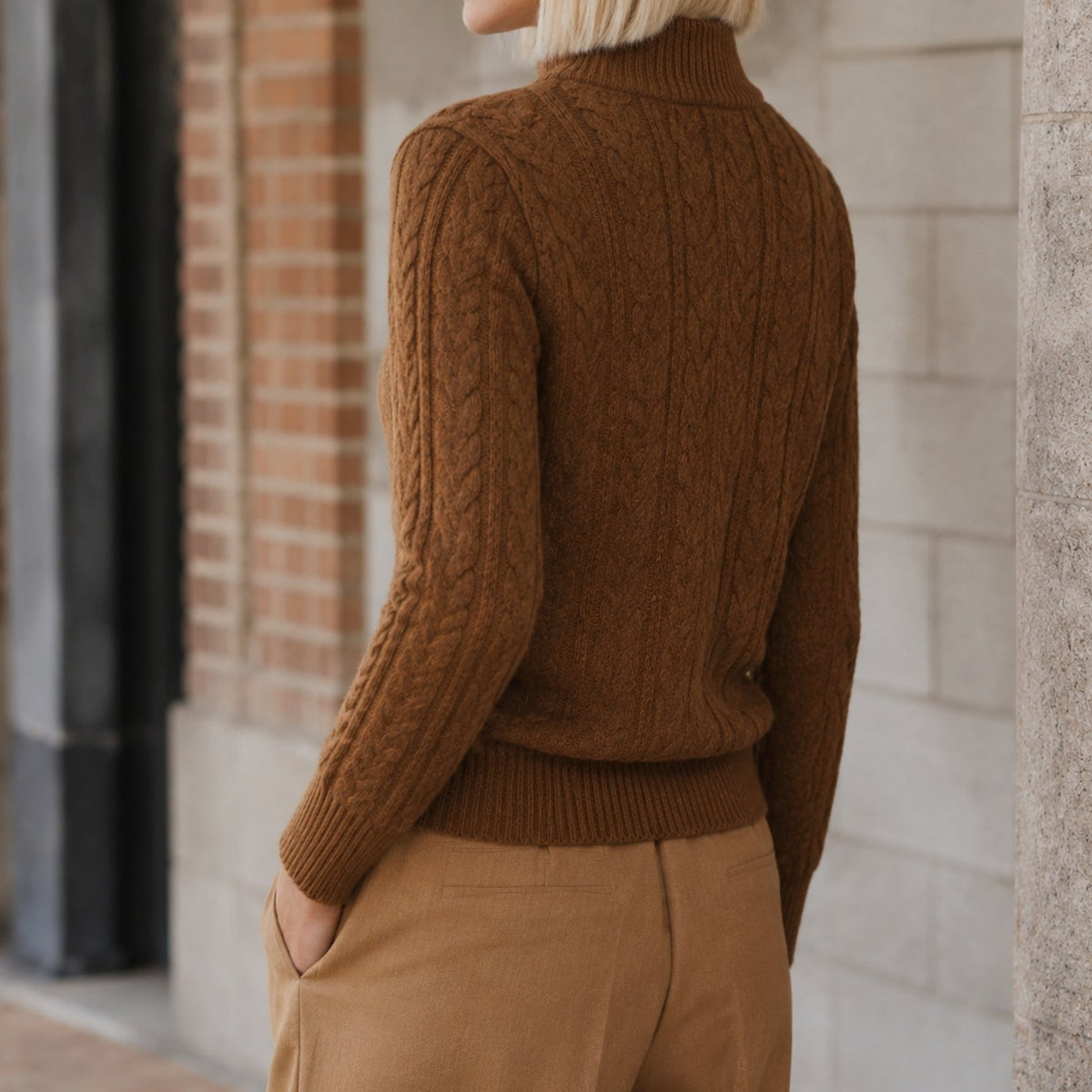 Women's Cashmere Blend Cable-Knit Buttoned Jumper