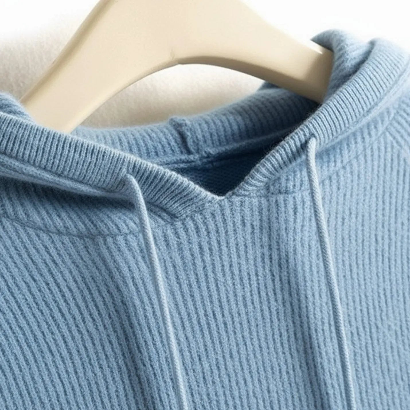 Women's Cashmere-Blend Hooded Drawstring Knit Jumper - Blue