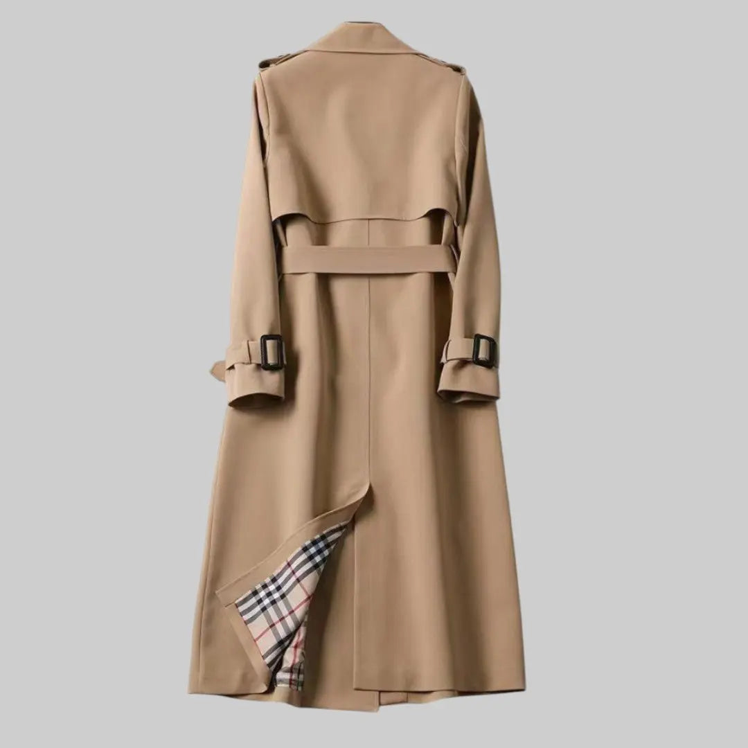 Women's Classic Trench Coat Double-Breasted Belted