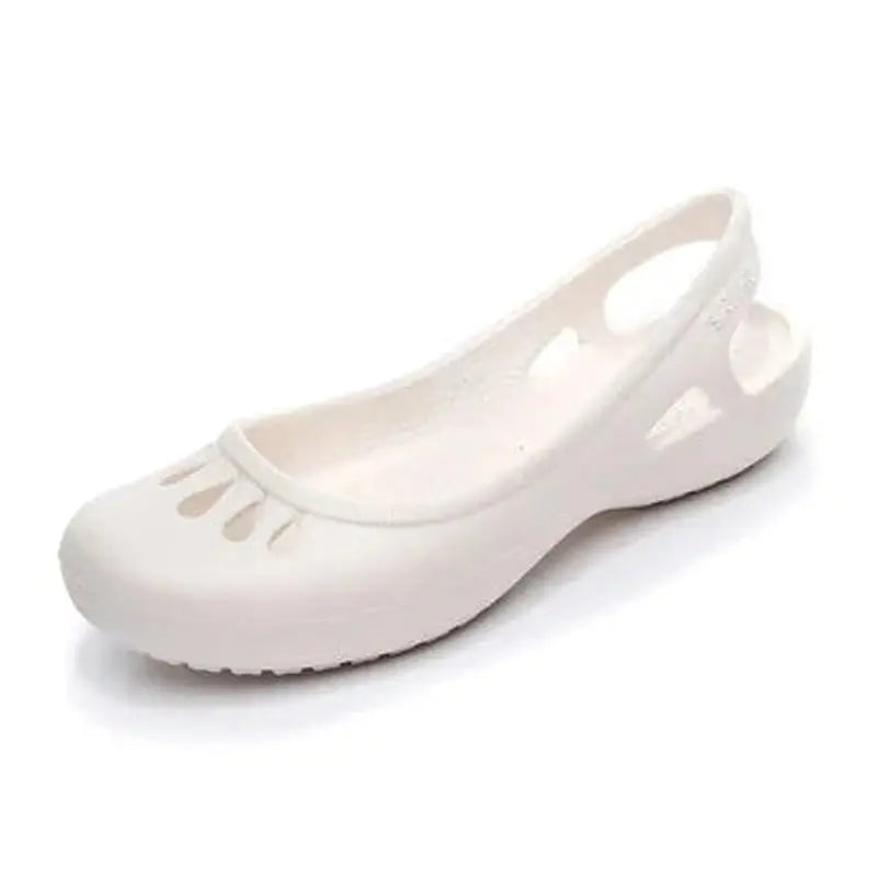 Women's Comfortable Sandals Lightweight Waterproof Jelly Slingback Flats - White