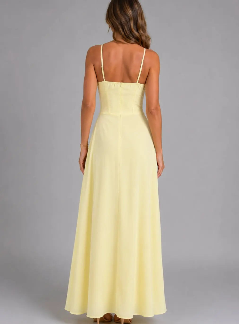 Women's Corset-Bodice Strappy Maxi Sundress Autumn Dress