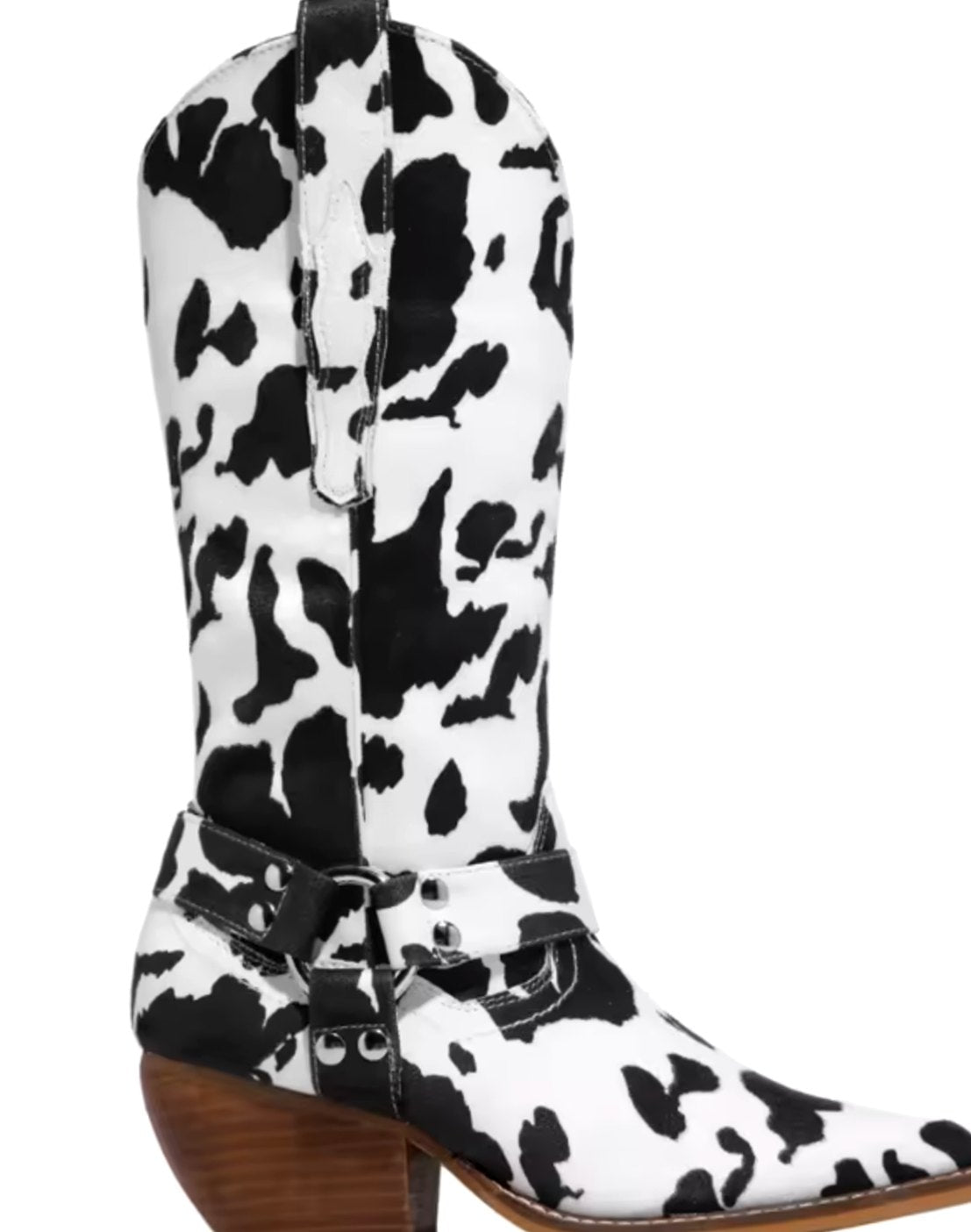 Women's Cow-Print Block-Heel Pointed-Toe Western Cowboy Boots
