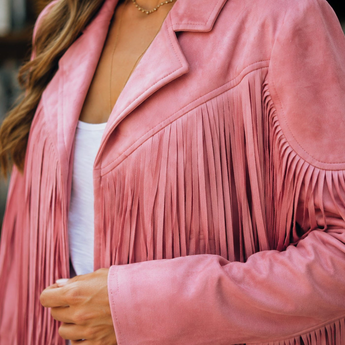 Women's Cropped Faux Suede Fringe Western Jacket
