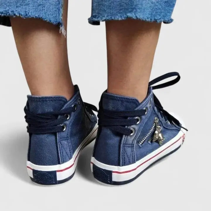 Women's Denim High-Top Trainers Orthopedic Comfort Canvas