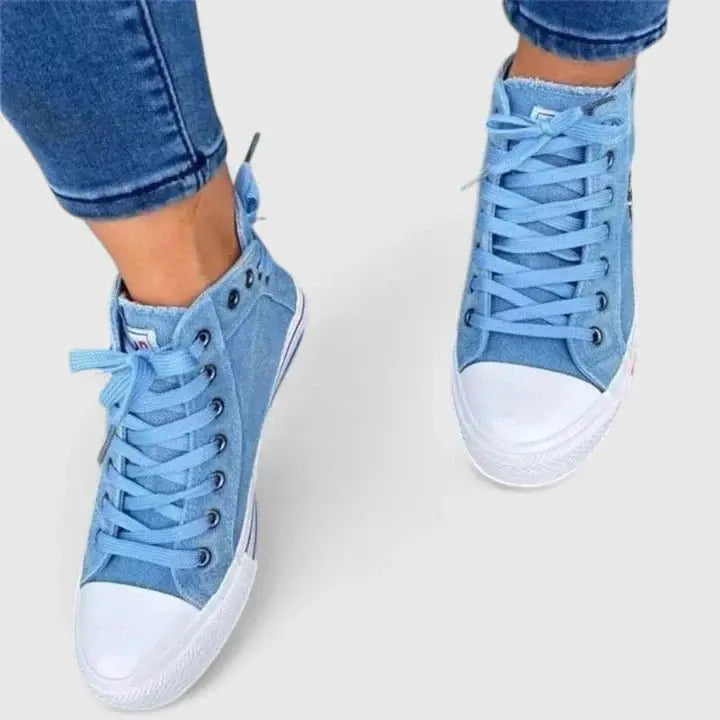 Women's Denim High-Top Trainers Orthopedic Comfort Canvas