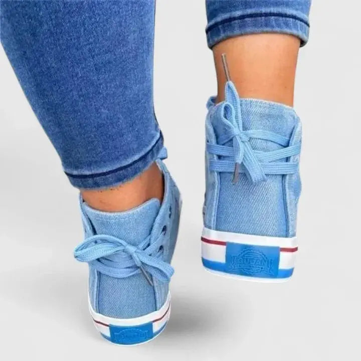 Women's Denim High-Top Trainers Orthopedic Comfort Canvas