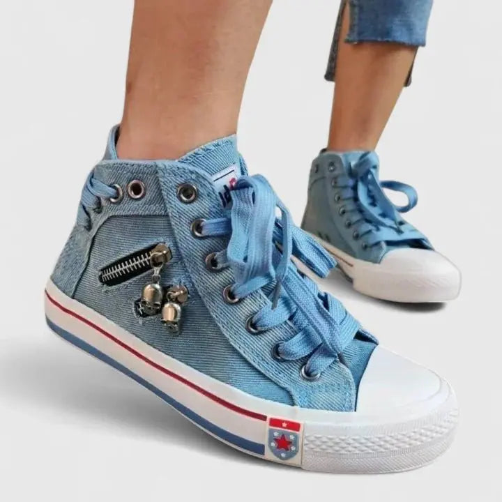 Women's Denim High-Top Trainers Orthopedic Comfort Canvas
