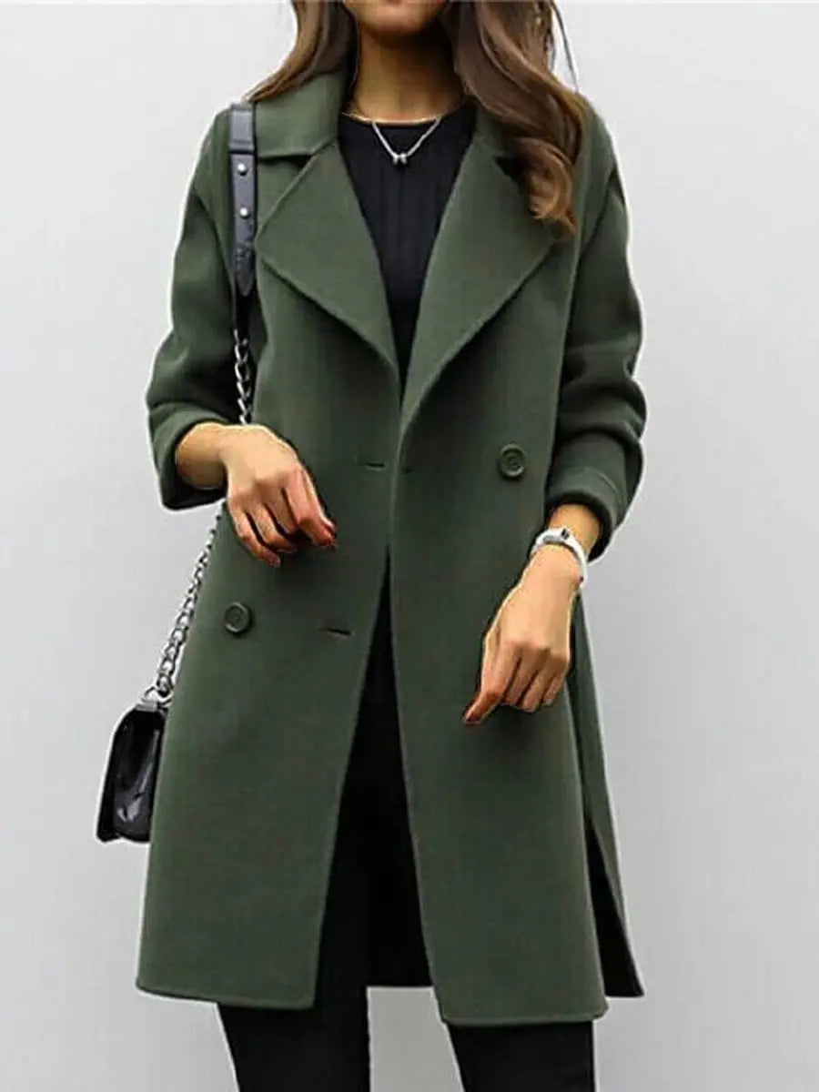 Women's Double-Breasted Longline Wool-Blend Jacket Coat
