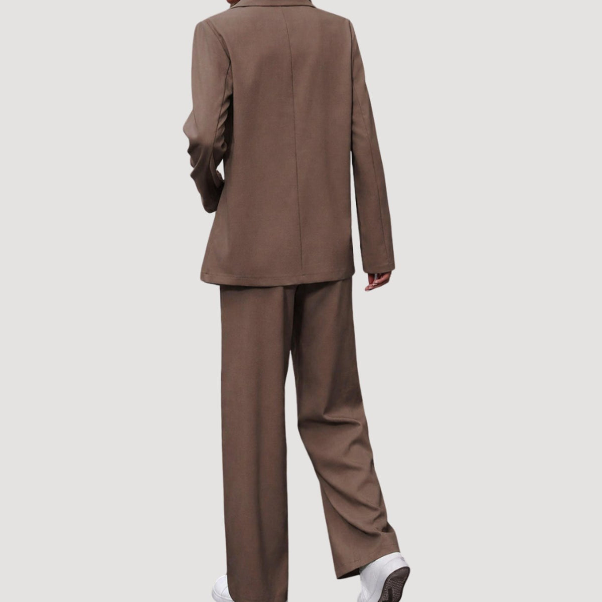 Women's Double-Breasted Tailored Wide-Leg Trouser Suit, Burgundy