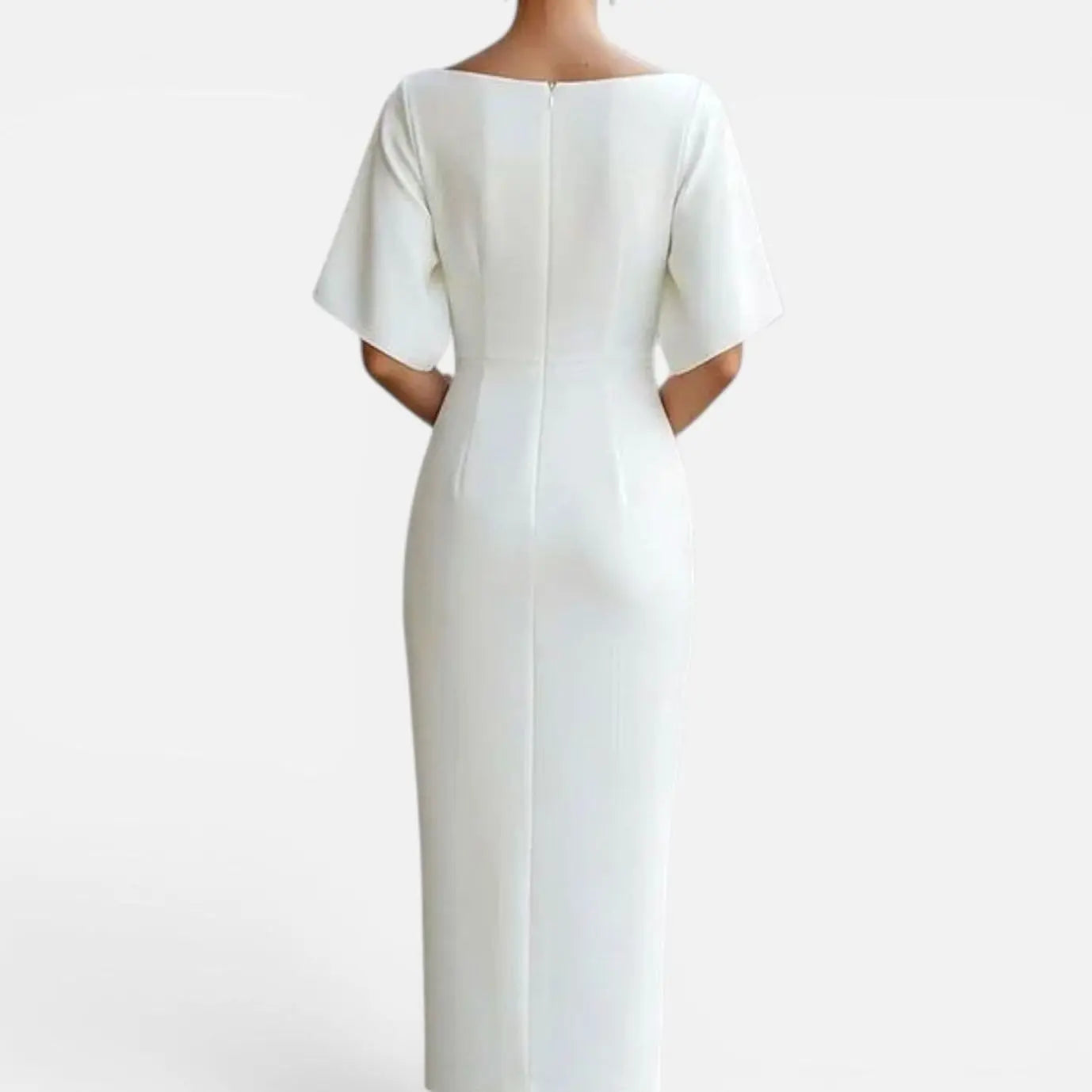 Women's Elegant Batwing Short-Sleeve Midi Formal Dress
