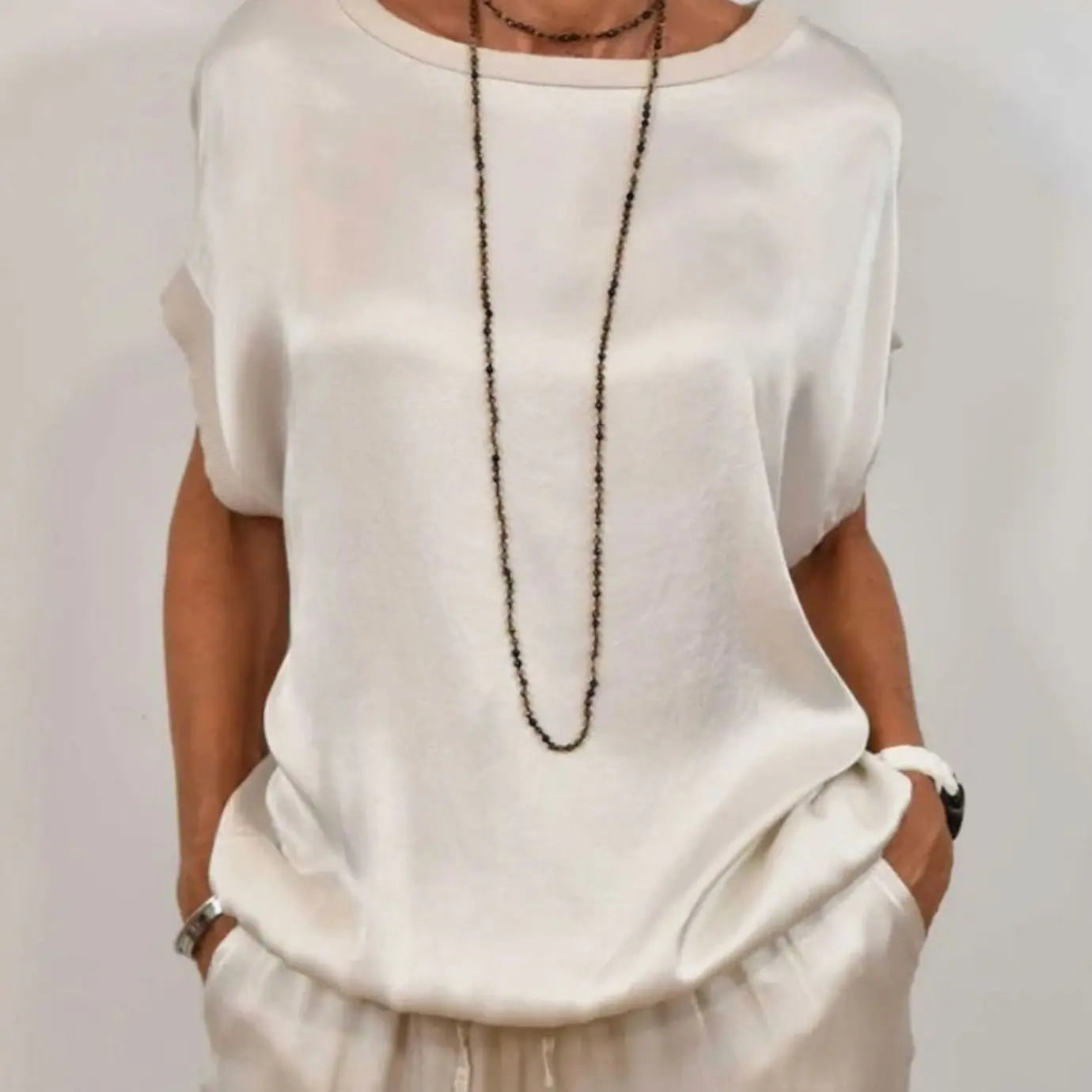 Women's Elegant Two-Piece Set Wide-Leg Trousers Cap-Sleeve Top Co-Ord